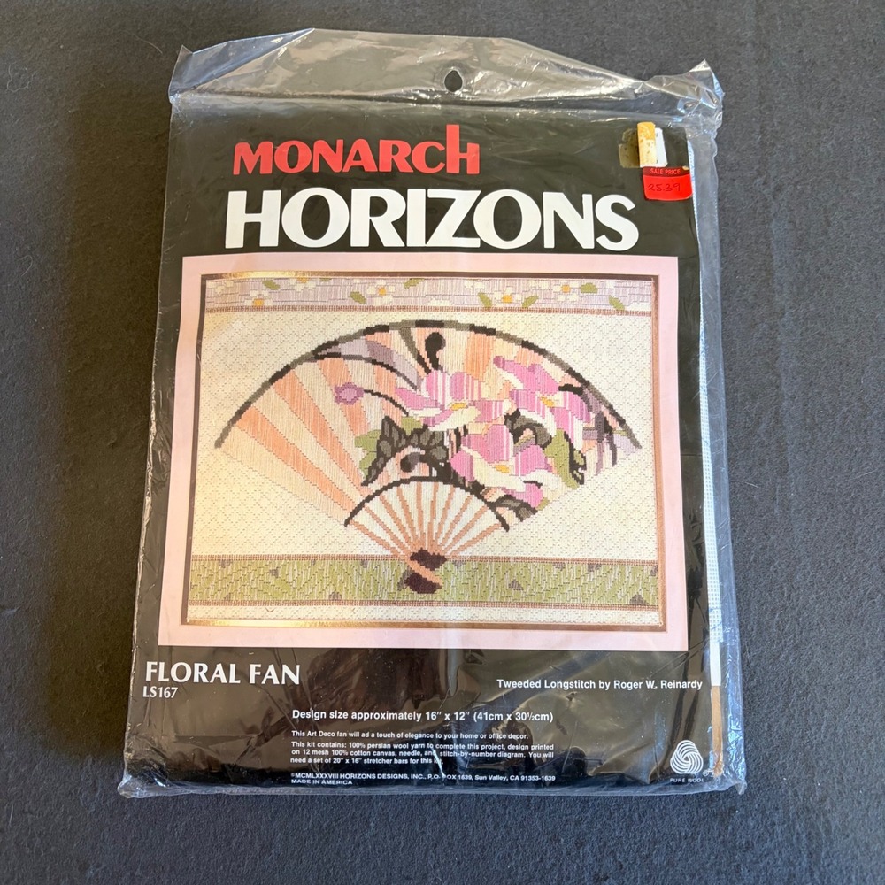 Monarch Horizons Floral Fan cross stitch Kit LS167 vintage cottage core